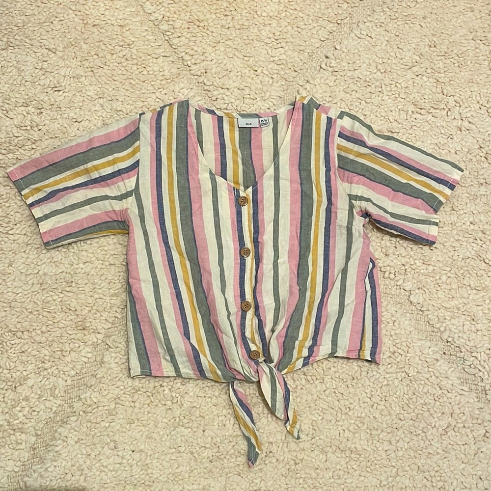 Linen Cotton Crop Top - Tie in the front